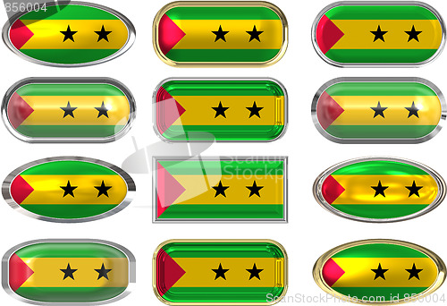 Image of twelve buttons of the Flag of Sao Tome and Principe