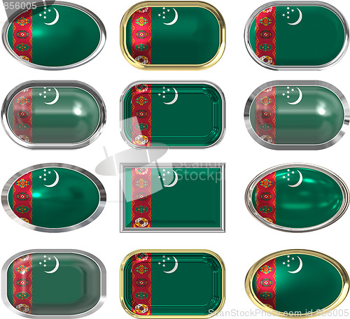 Image of twelve buttons of the Flag of Turkmenistan