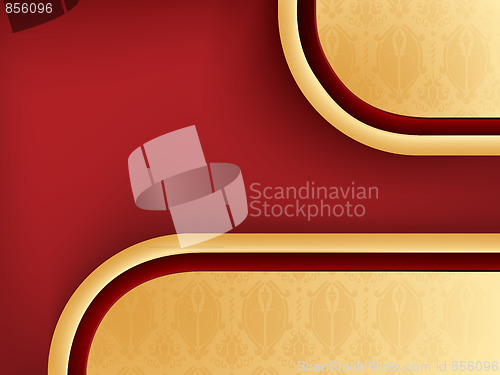 Image of Damask Seamless Background with Red Copyspace