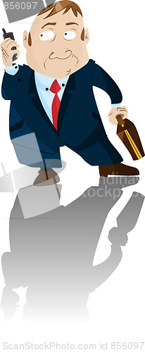Image of Worried Businessman holding telephone.