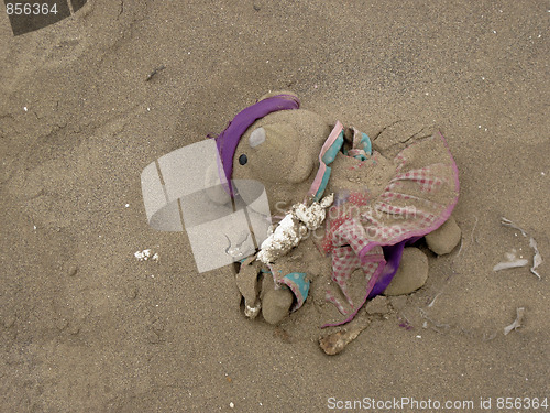 Image of Soft Toy In The Sand