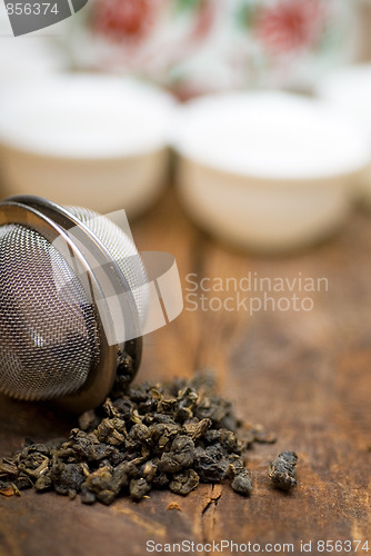 Image of green chinese tea set