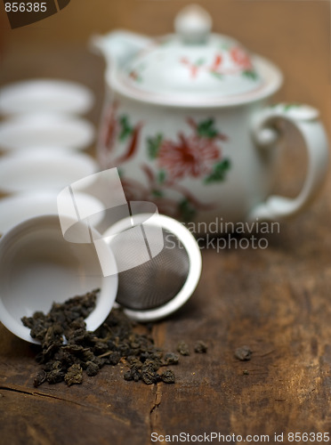 Image of green chinese tea set