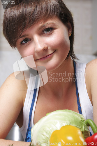 Image of Woman and vegetables