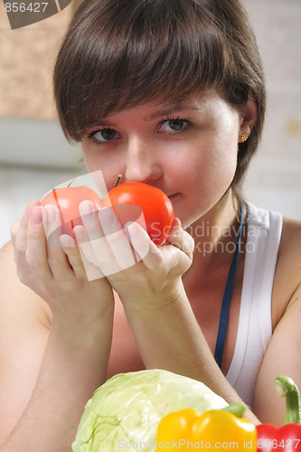 Image of Woman with tomatoes