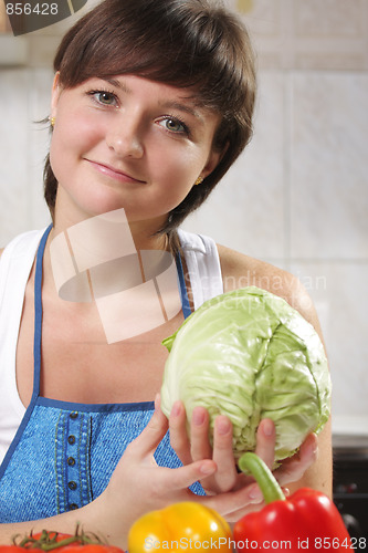 Image of Woman with cabbage