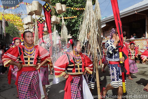 Image of Philippines parading tribal street dancers