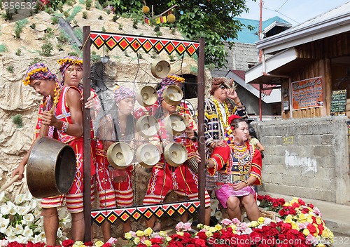 Image of Philippines tribal drummers on festival float