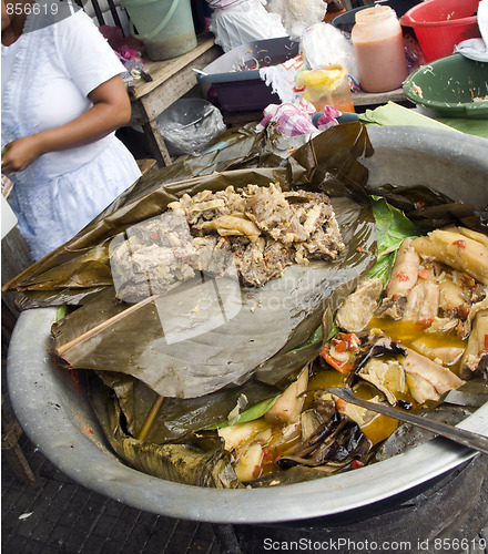 Image of  street food beef with yucca vegetables stew  leon nicaragua