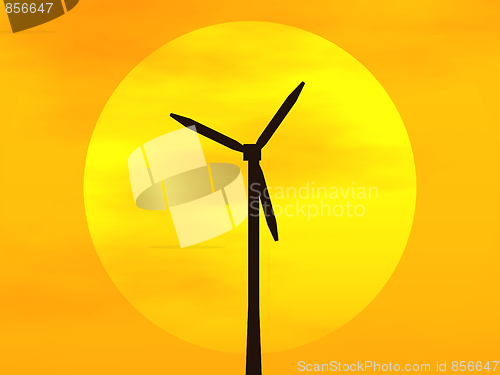 Image of Wind turbine and sun