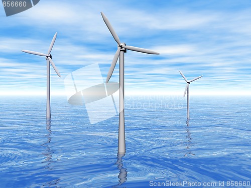 Image of Wind turbines in the sea