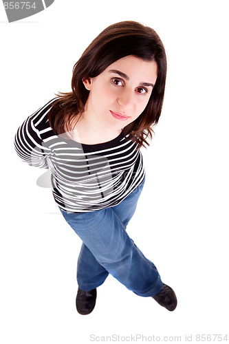 Image of Young Woman Looking Up