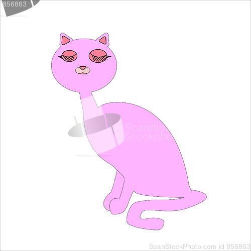 Image of Pink Cat Illustration