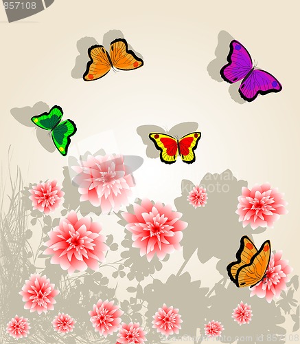 Image of Flower and butterfly