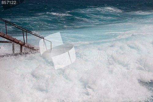 Image of Stairs and storm sea foam