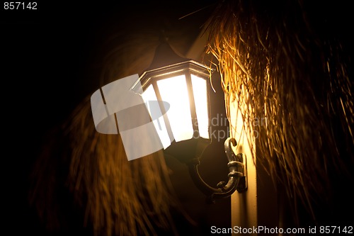 Image of Old style street lamp at night