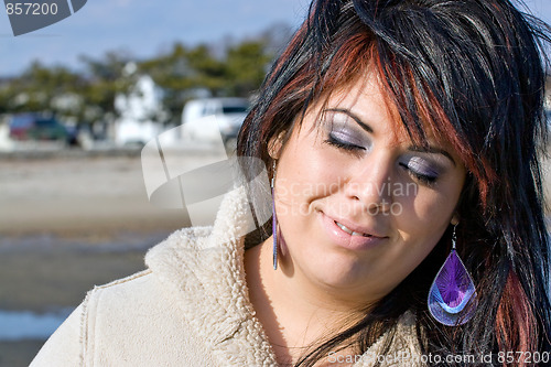 Image of Woman Enjoying the Warm Sun