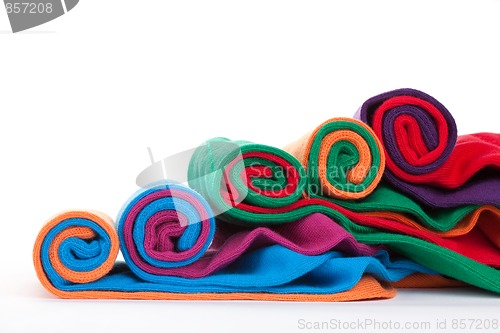 Image of Colorful fabric rolls