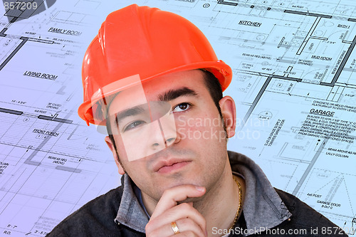 Image of Construction Worker Thinking