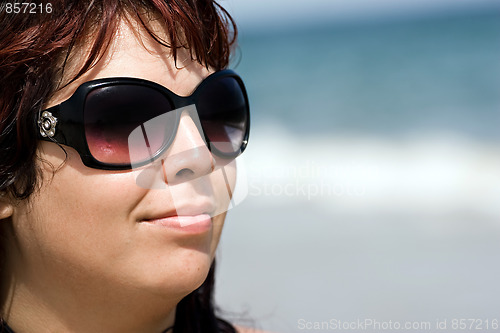 Image of Smiling Beach Woman