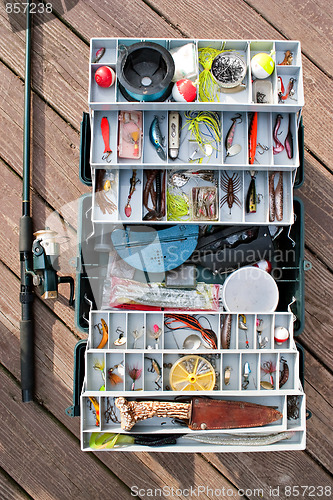 Image of Fishing Tackle Box and Gear