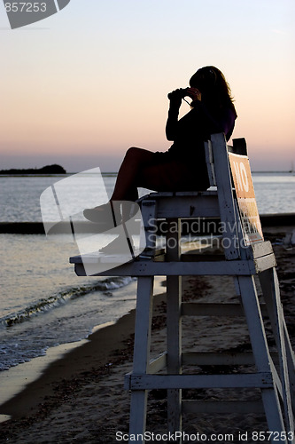 Image of Lifeguard with Binoculars