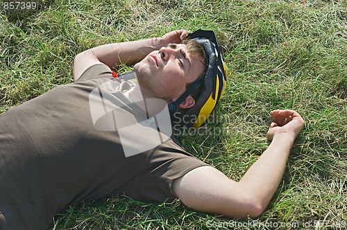 Image of Tired cyclist