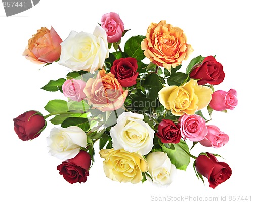 Image of Bouquet of roses from above