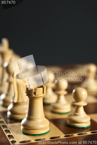 Image of White chess pieces on board