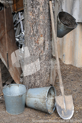 Image of Three Buckets and Shovel