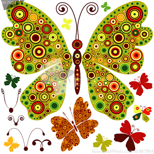 Image of Set abstract butterflies 