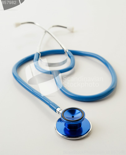 Image of blue stethoscope on white