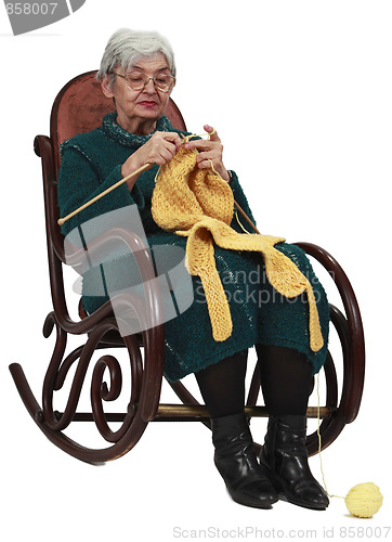 Image of Old woman knitting