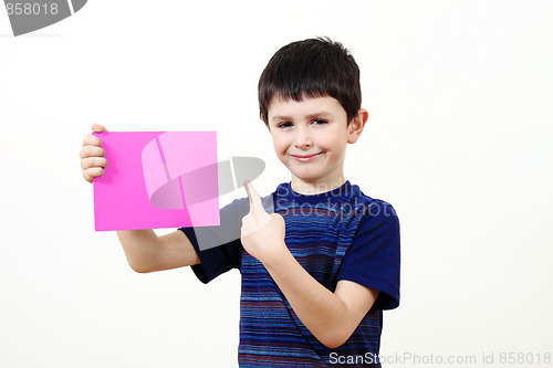 Image of small boy with a color plate with space for your text