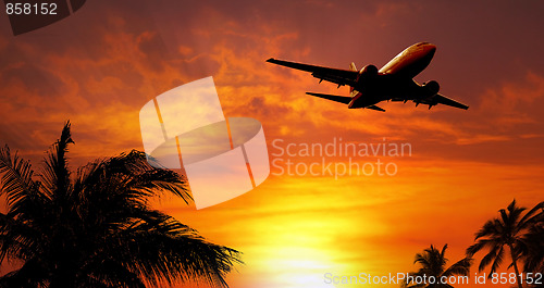 Image of Airplane at sunset