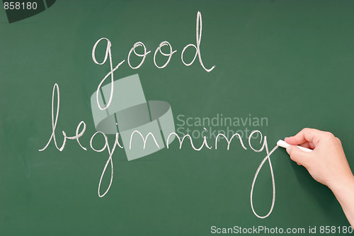 Image of Good-beginning written on a blackboard