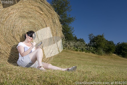 Image of young woman communication technology