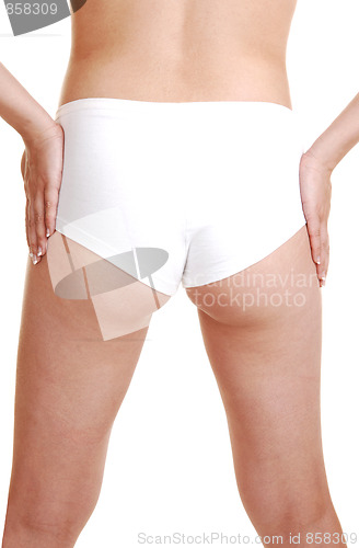 Image of The back of a girl in a white panty.