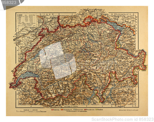 Image of Vintage Switzerland Map from 1900