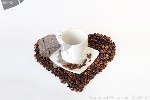 Image of coffee mug of coffee and heart