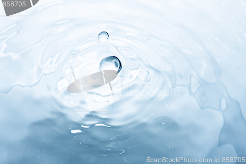 Image of Droplets flying over water