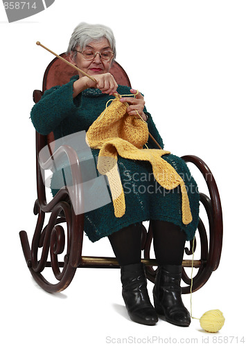 Image of Old woman knitting