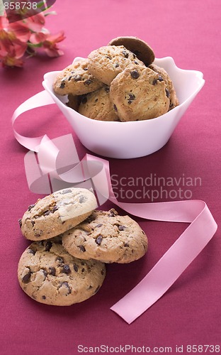 Image of Delicious chocolate cookies on a white plate