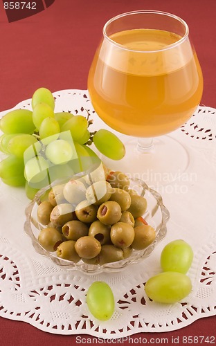 Image of Fresh grapes and cheese with with white mold