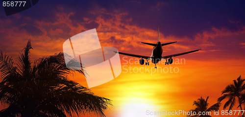 Image of Airplane at sunset