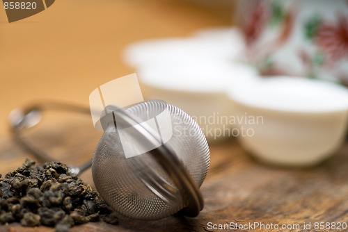 Image of green chinese tea set