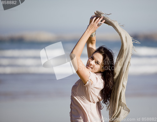 Image of young pretty girl beach