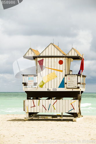 Image of iconic lifeguard beach hut south beach miami florida