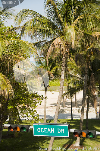 Image of ocean drive street sign south beach park miami