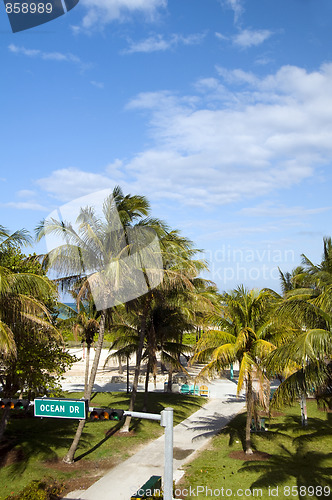 Image of ocean drive street sign south beach park miami